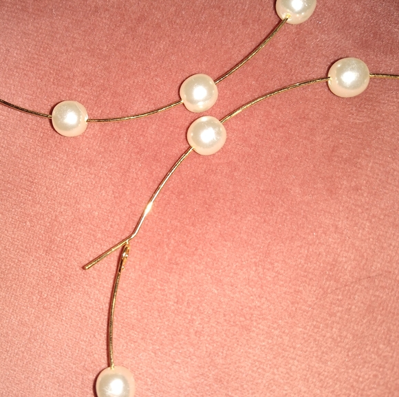 Big Pearl Accent Gold Hoops Thin Oversized Hoop Statement Earrings Bohemian Boho - Picture 6 of 7